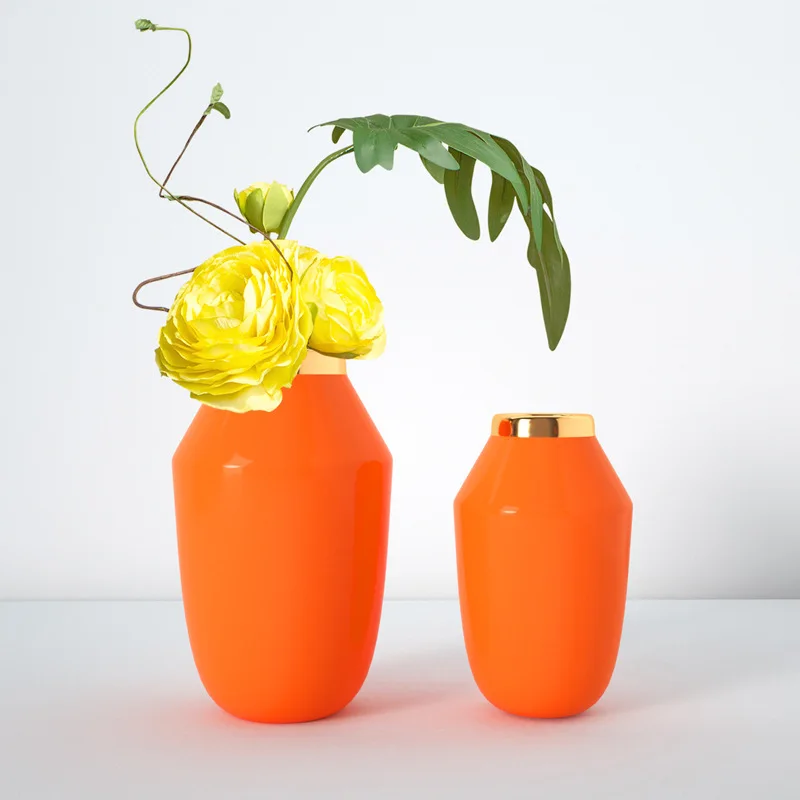 Цзиндэчжэнь простая современная керамическая ваза оранжево-Красного цвета из