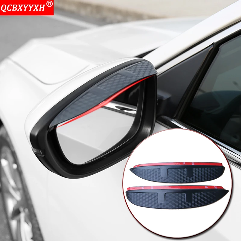 Купи Car Styling Carbon Fiber Pattern Rearview Mirror Eyebrow Rain Gear Shield Anti-rain Cover For Toyota VIOS Yaris Avalon 2008-2019 за 635 рублей в магазине AliExpress