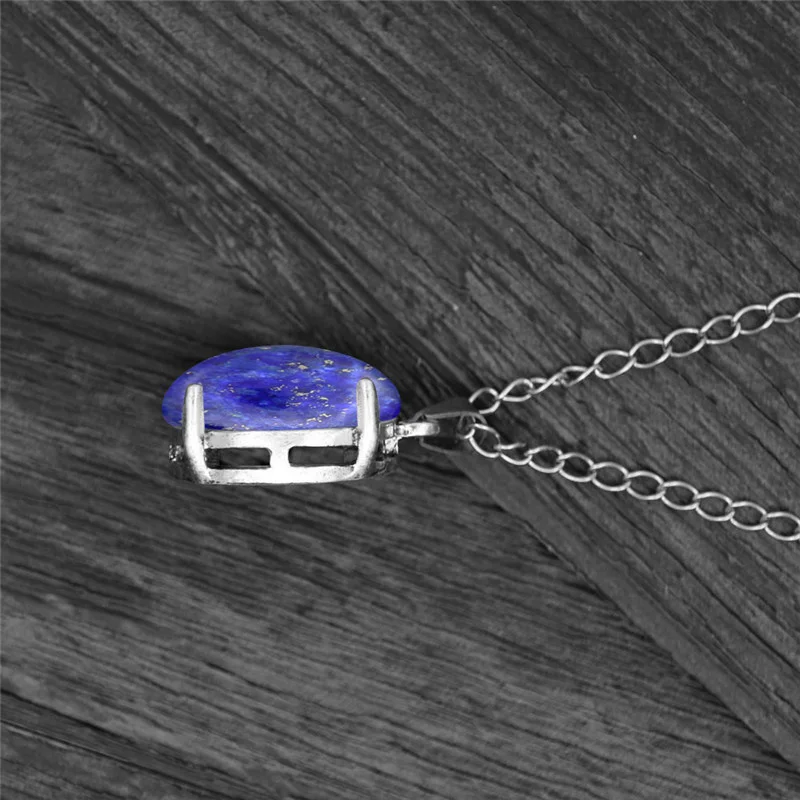 Винтажное круглое ожерелье с кулоном из кварца и лазурита античное