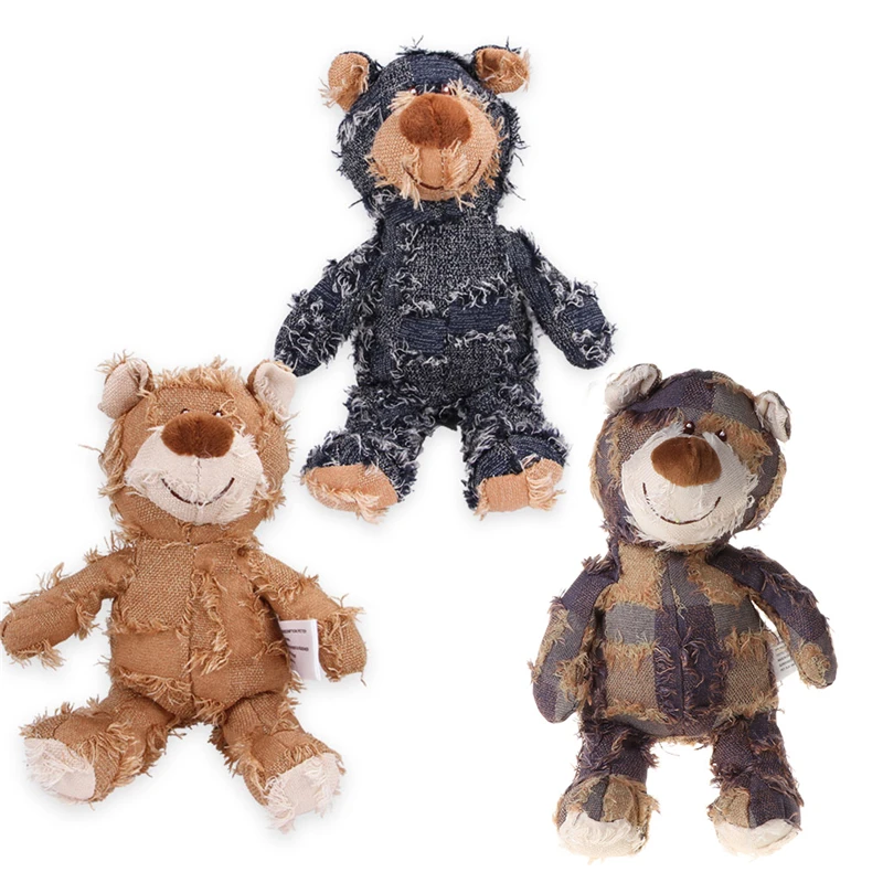 Милый плюшевый медведь собака игрушки Кот Щенок чистка зубов Укус жевать игрушка