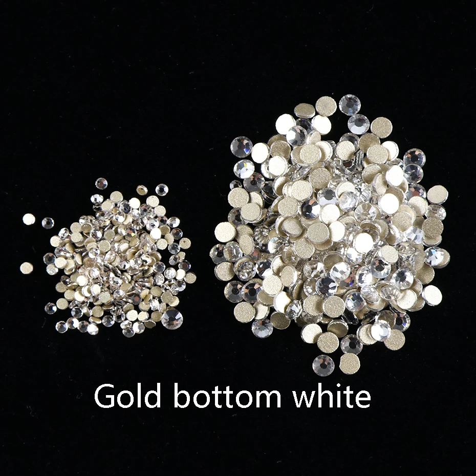 White Gold Base 1440 шт Сияющие смешанные размеры Diamonds бриллианты для ногтей 3D Хрустальная с плоской стороной художественное украшение Белое золото AB дизайн ногтя маникюрные LY1049 - Цвет: White Gold Base