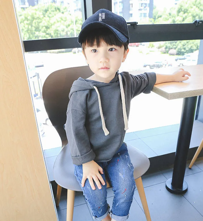 

Boys' Hooded Sweater 2021 baby spring thin top children's spring long sleeve children's clothing Korean Edition