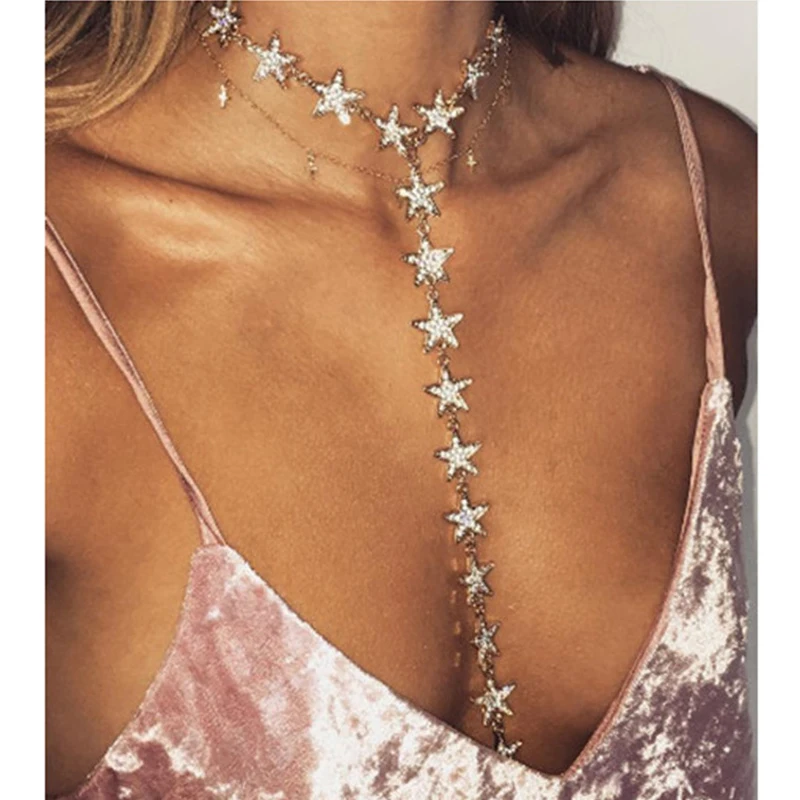 

Ожерелье-чокер с кристаллами женское вечерние, вечернее Ювелирное Украшение в стиле бохо, массивное Массивное колье со звездой, 2020