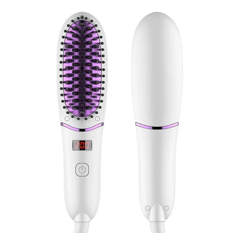 

Hot Sale Hair Straightening Brush Ionic with 5 Adjustable Temperatures LED Display for Anti Static Home Travel Beard