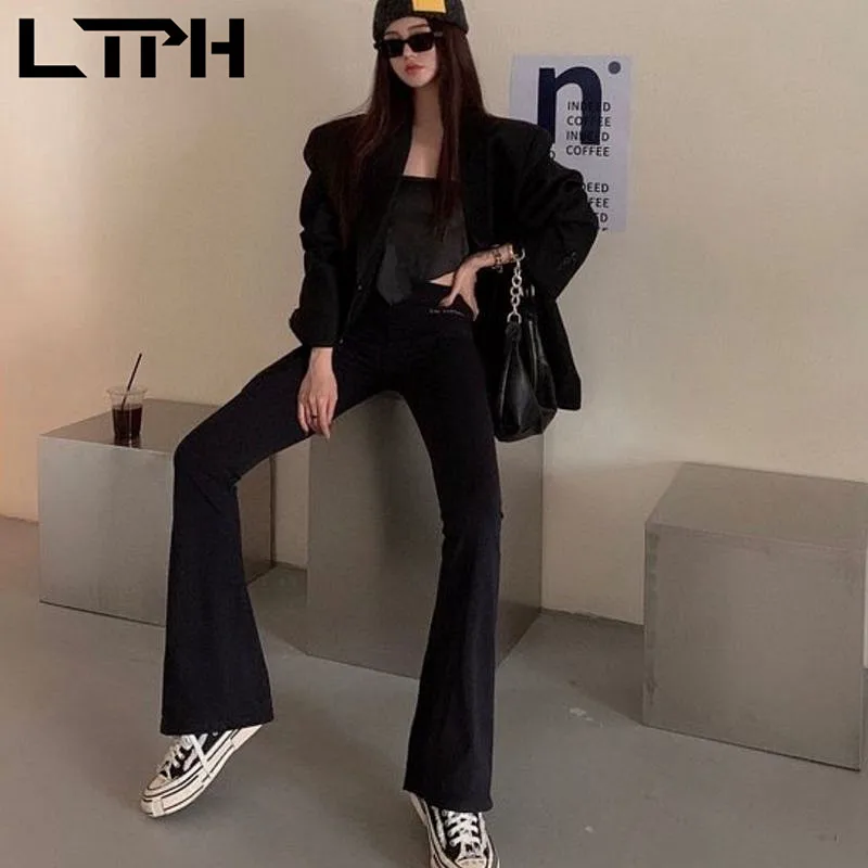 LTPH леггинсы женские спортивные штаны с высокой талией Стрейчевые брюки-трубы для