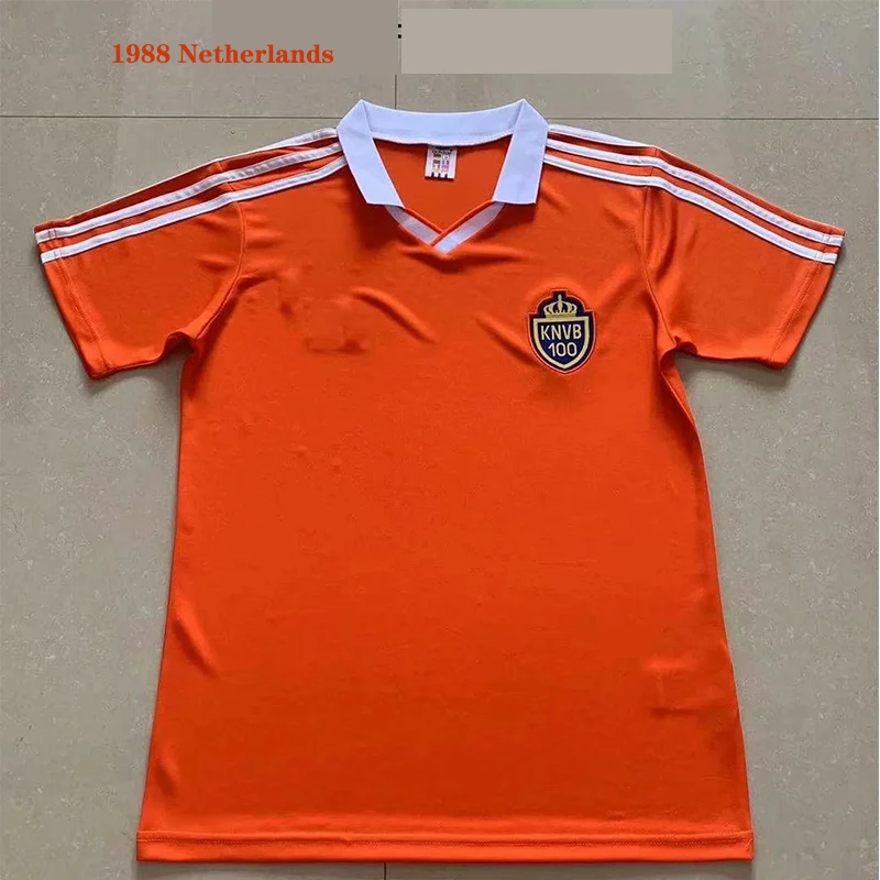 

Netherlands men's lapel T-shirt 1988 Dutch retro jersey