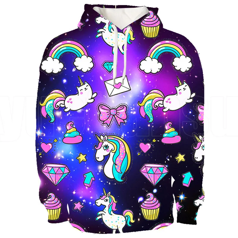 

3D Print Rainbow Pink Unicorn Hoodies Children Sweatshirts Women Aesthetic Streetwear Pullover Adults Cloth Teenagers Hip Hop