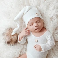 newborn photography props romper hat pom pom fotografia clothing baby photo accessori studio shoot clothes boy outfit costume