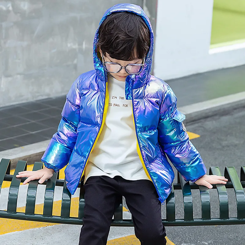 

Fashion Down Coats For Boys Winter Jacket Kids Down Cotton Coat Waterproof Pink Solid Color Hooded Girls Comfortable Clothes