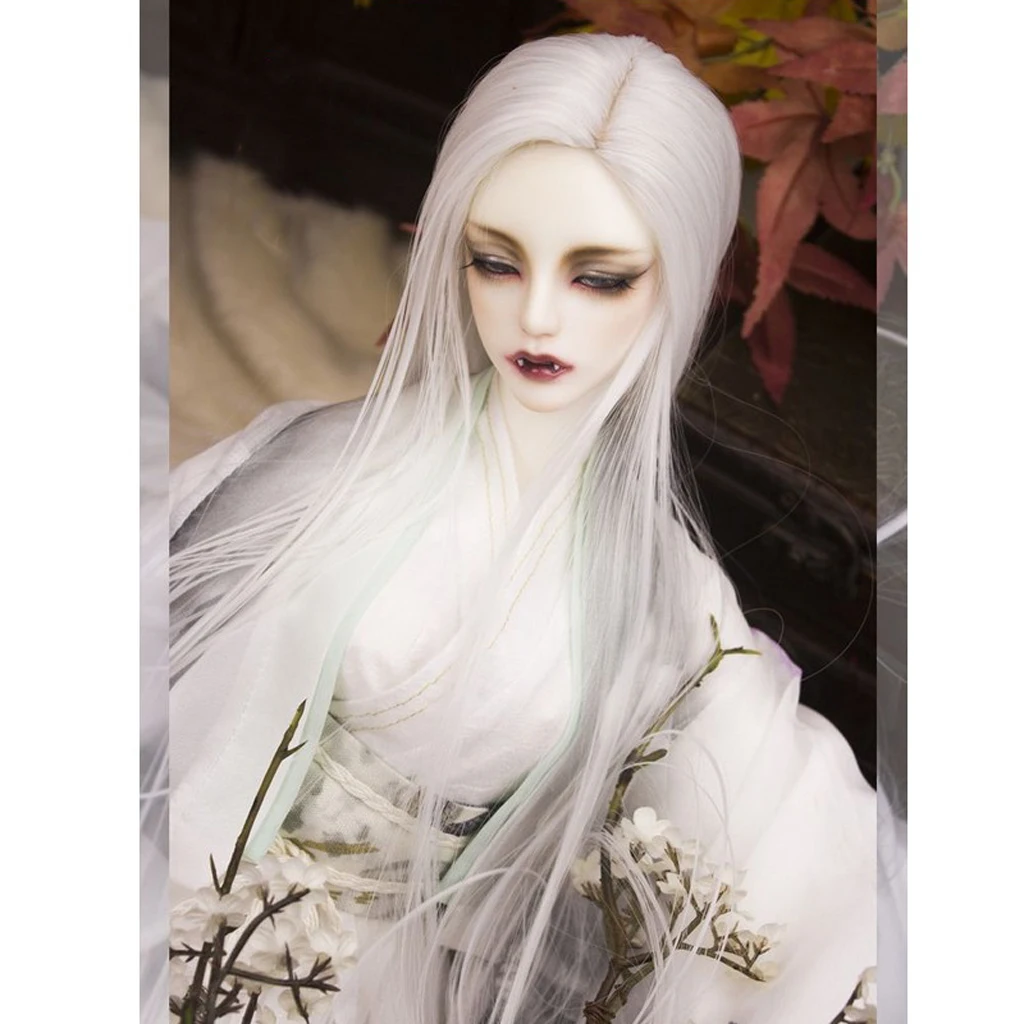 

1/3 Male BJD White Straight Hair Wig for Normal 70cm Uncle Dolls DIY