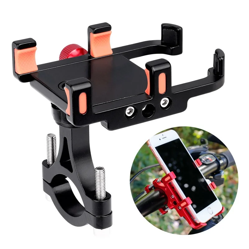 

360D Rotation Alloy Phone Mount Bicycle Handlebar Rack 4/6 Claws Width Adjust GPS Holder Motorcycle E-bike Bracket