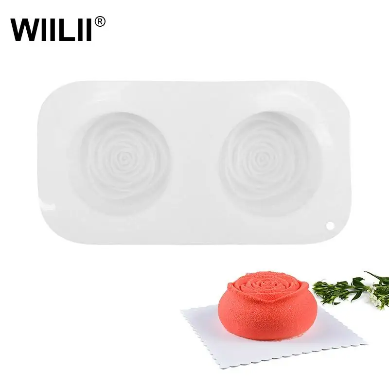 Силиконовая форма для торта 2 полости с розой мусса десерта антипригарная ручная