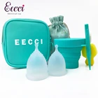 Медицинская силиконовая менструальная чаша EECCI для женщин, многоразовая менструальная чаша для женской гигиены, s  стерилизатор