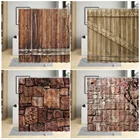 Ретро ностальгическая занавеска для душа с рисунком кирпичной структуры древесины, старые панели, кирпичная стена, декор для ванной комнаты, домашняя занавеска для ванной с крючками