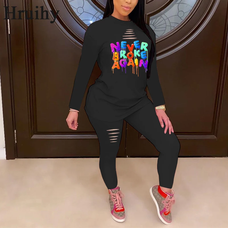 

Solid Sweat Suits Women Letter Print Long Sleeve Sweatshirt&pants Women Two Piece Outfits Autumn Winter Casual 2 Piece Set