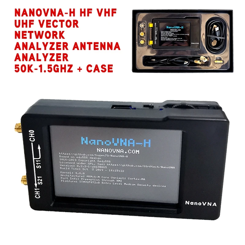 2 8 дюймов NanoVNA H HF VHF UHF вектор сетевой анализатор антенны 50K 1 5 ГГц + чехол