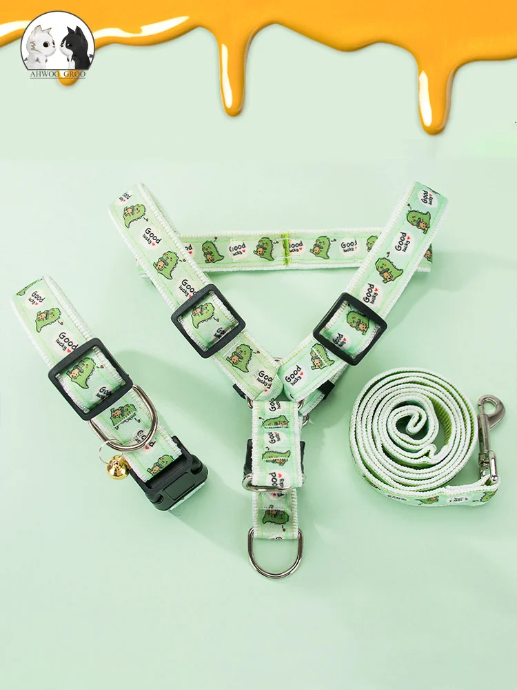 Поводок для собак и кошек милый мультяшный регулируемый не тянется с динозавром