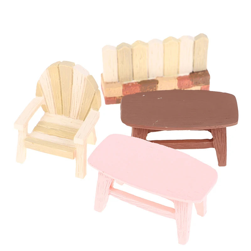 

Chic Imitation Wood Furniture Miniature Round Coffee Table Stool Teatable Miniatures Toys