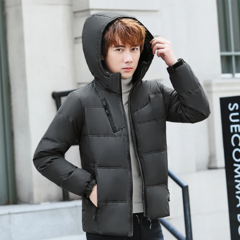 

Mens Winter Down Jacket Men 2020 New Hooded Warm Shell Slim Fit Jacket Casual Windbreaker White duck down Jacket For Men