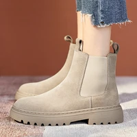 woman chelsea boots chunky boots women winter shoes cow suede ankle boots black female autumn fashion platform booties