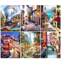 weiwei train diamond embroidery full squareround 5d diy small alley scenery diamond painting mosaic hd quality handmade product