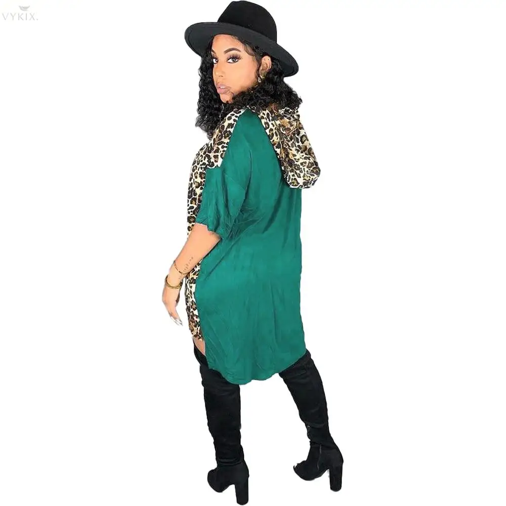 Женское платье с капюшоном полурукав леопардовое Платье принтом необычное