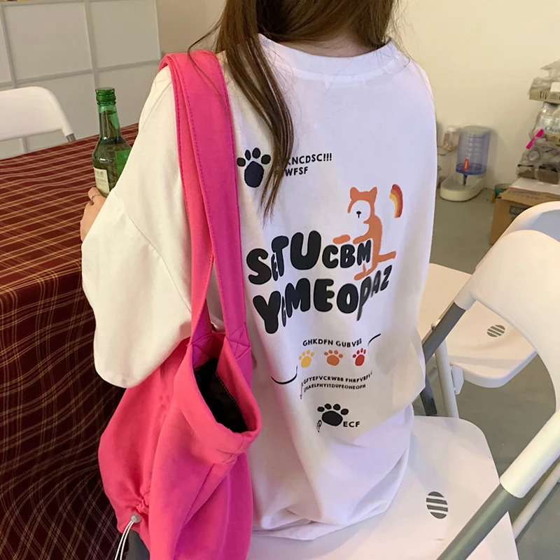 

Summer Ladies T-Shirt Short Sleeve Loose Casual Oversized Kawaii Print T Shirt Fashion Harajuku Vintage Large Size Tee Tops