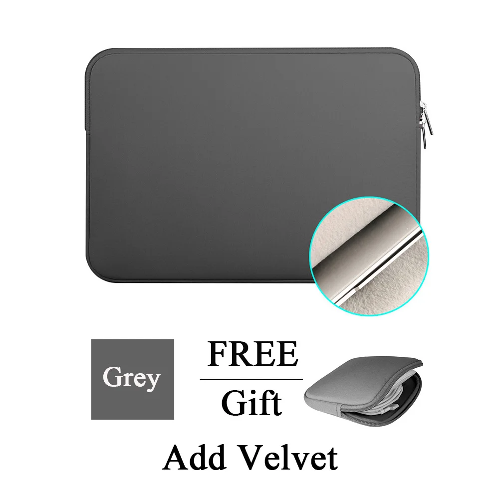 Grey Add Velvet Кейс для ноутбука, планшета, чехол, сумка, 11 дюймов, 12 дюймов, 13 дюймов, 15 дюймов, 15,6 дюймов, для Macbook Pro, Air retina, 14 дюймов, для Xiaomi, huawei, hp, Dell - Цвет: Grey Add Velvet