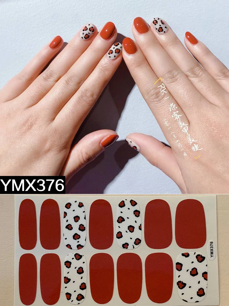 YXM-376 1 шт наклейки для ногтей, леопардовые, самоклеющиеся, сексуальные, дизайнерские, женские, слайдер, наклейки для украшения ногтей, маникюрные советы - Цвет: YXM-376