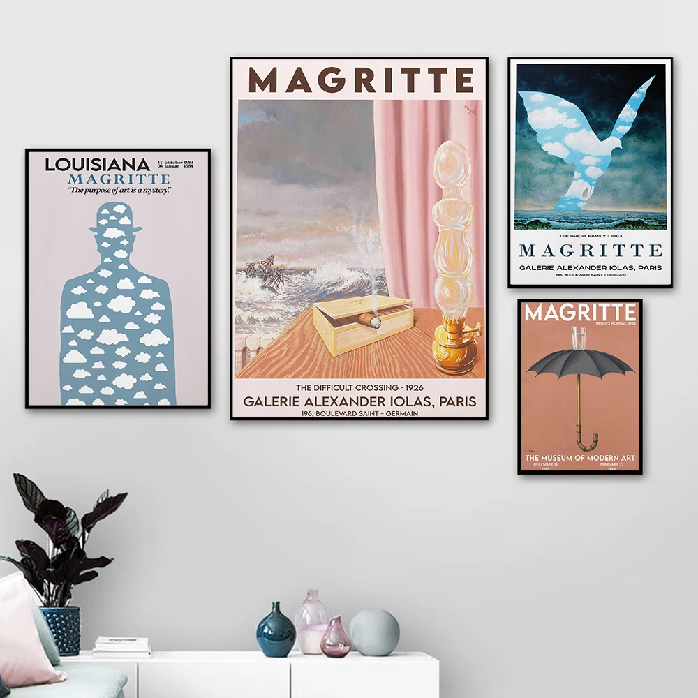 

Картина маслом на холсте Рене магритте, артист в скандинавском стиле, сурреалистика, постеры и принты, настенные картины для гостиной
