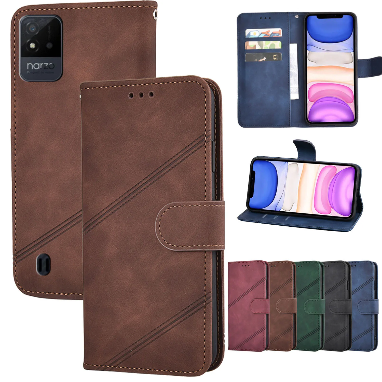 

Leather Flip Case For Realme Narzo 50A 50i 30A 20A 10A Cover on Realme 30 A Q3 i Pro 5G Wallet Cover For Realme 8 Pro 8i 8s 5G