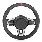 Сшитая вручную чехол рулевого колеса автомобиля черная замша чехол рулевого колеса автомобиля s для Mazda MX-5 MX5 2016 2017 2018 2019 2020