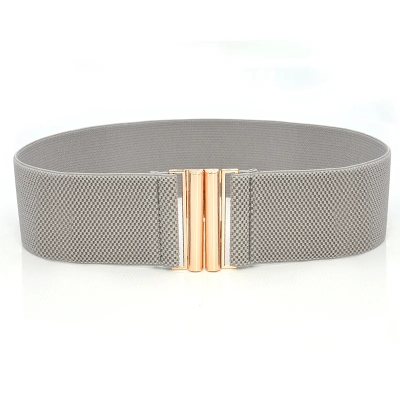 

Gold Metal Buckle Women Elastic Waist Belt Solid Color Female Apparel Accessories Fabric Cummerbunds Strap Wide Corset Belt