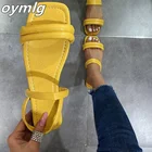 Шлепанцы женская летняя одежда Простые сандалии с квадратным носком на плоской подошве в Корейском стиле 2021 г. Новая модная женская обувь большого размера