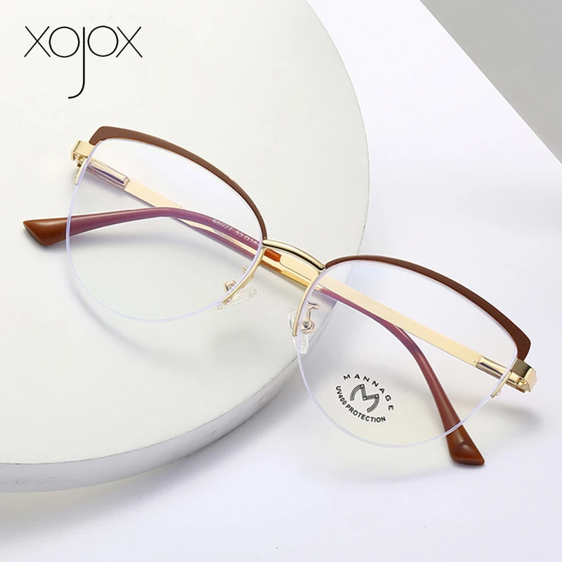 

Оправа для очков XojoX «кошачий глаз» для мужчин и женщин, аксессуар для работы за компьютером, с блокировкой сисветильник, прозрачная, по реце...