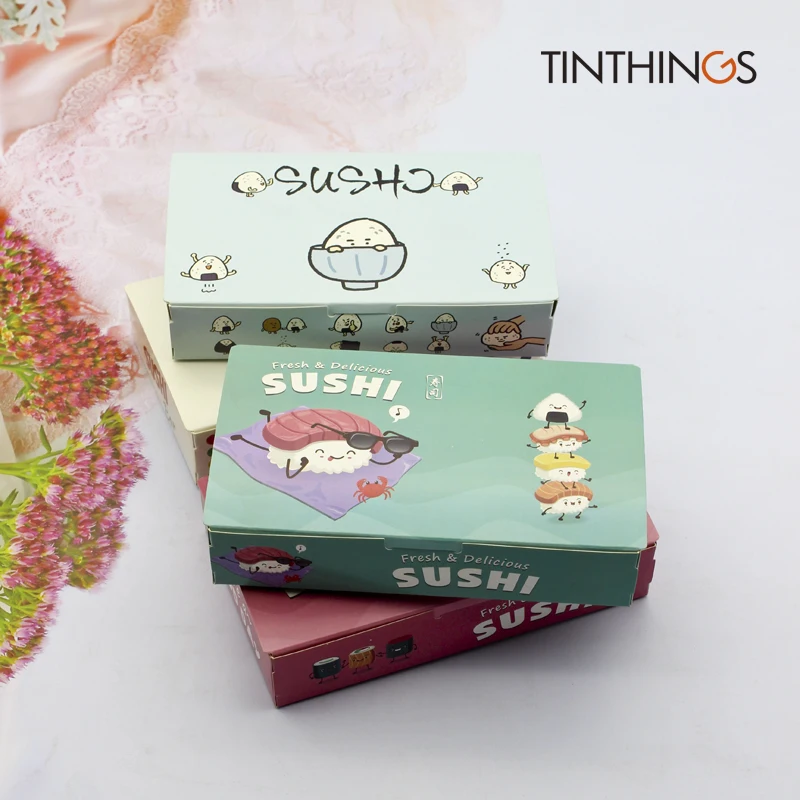 

20 шт коробка для суши бумажная упаковка с покрытием утилизация вынос суши упаковочная коробка контейнеры Япония мультфильм лодка фаст-фуд свежий