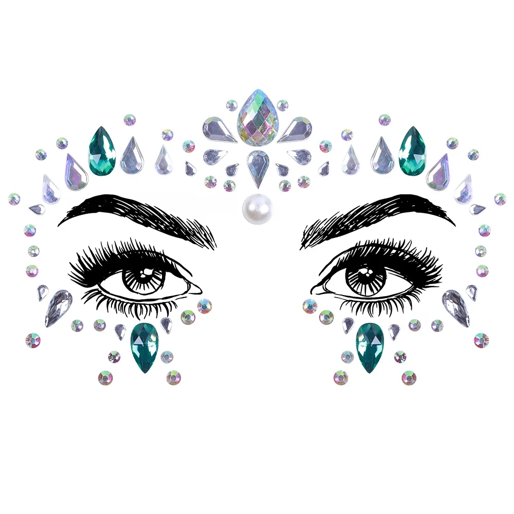 1 лист украшений Стразы для лица клейкие кристаллы драгоценные камни блеск тела