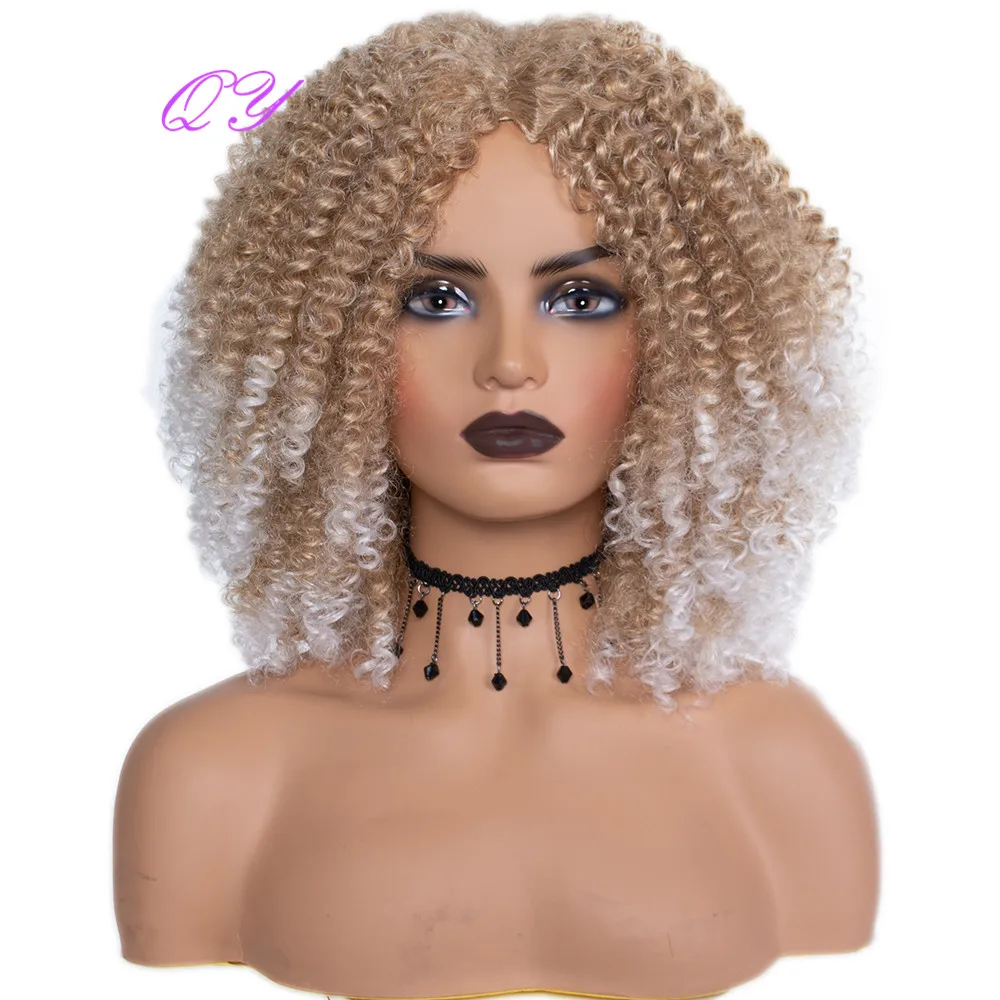 

QY Hair Synthetic Short Wigs For Women Middle Part Wine Red Color Curly Cosplay Popular Fashion Wig