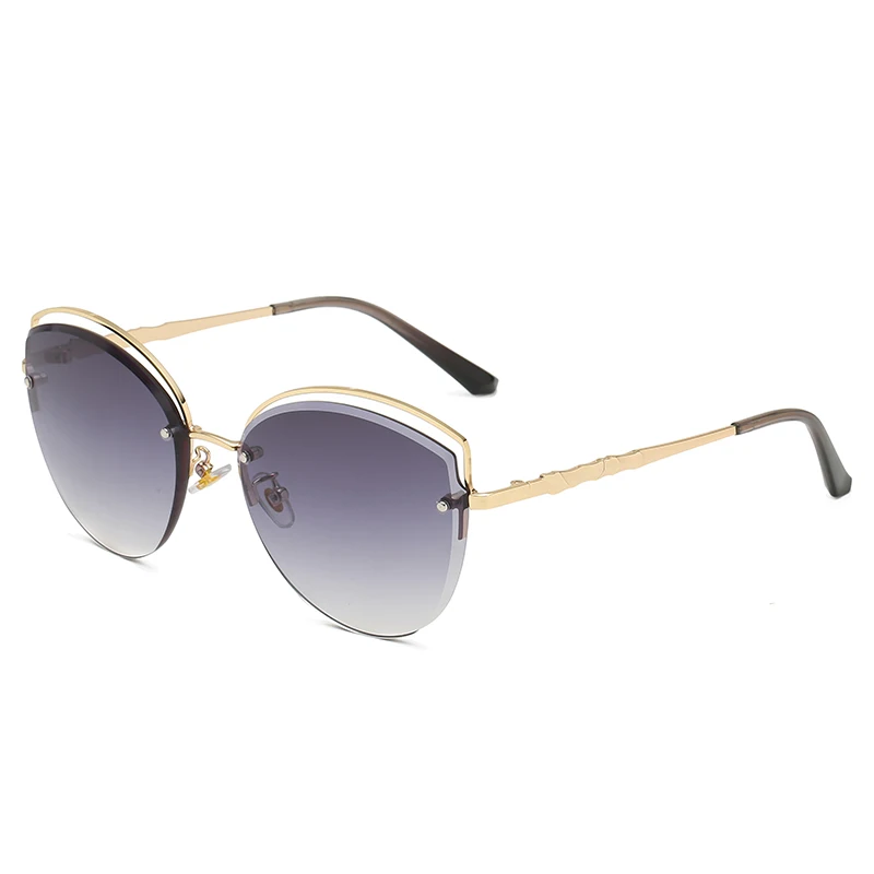 

Half Frame Cat Eye Sunglasses Women Vintage Luxury Design Woman Sunglases Hollow Ladies Gradient Shades Rimless Dames Zonnebril