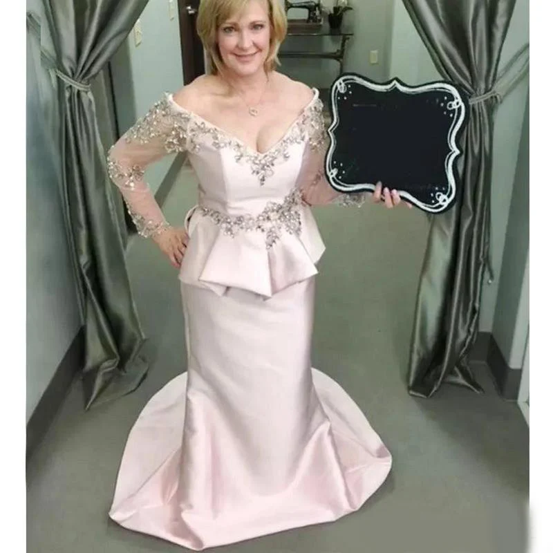 Платья для матери невесты размера плюс прозрачные платья с длинными рукавами