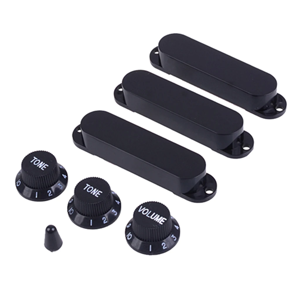 

1 Set Plastic Closed Single Coil Pickup Cover with Volume Tone Crontrol Knob Switch Tip for Electric Guitar Parts