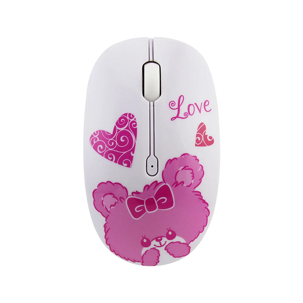 Model C Only Беспроводная мышь милый мультфильм медведь дизайн с бабочками и цветами USB оптическая Бесшумная мышь 1200 dpi компьютерная мышь с ковриком для мыши для девочки - Цвет: Model C Only