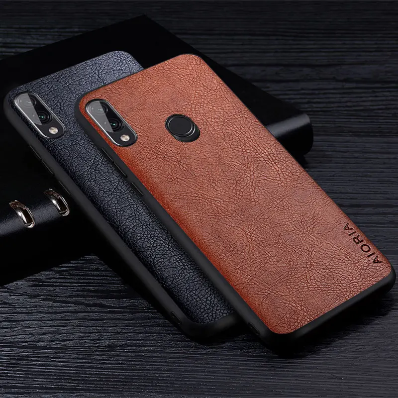 

Кожаный чехол для Xiaomi Redmi Note 7 Pro, роскошный чехол-накладка в деловом ретро-стиле с узором Личи для redmi note 7 pro, чехол для телефона