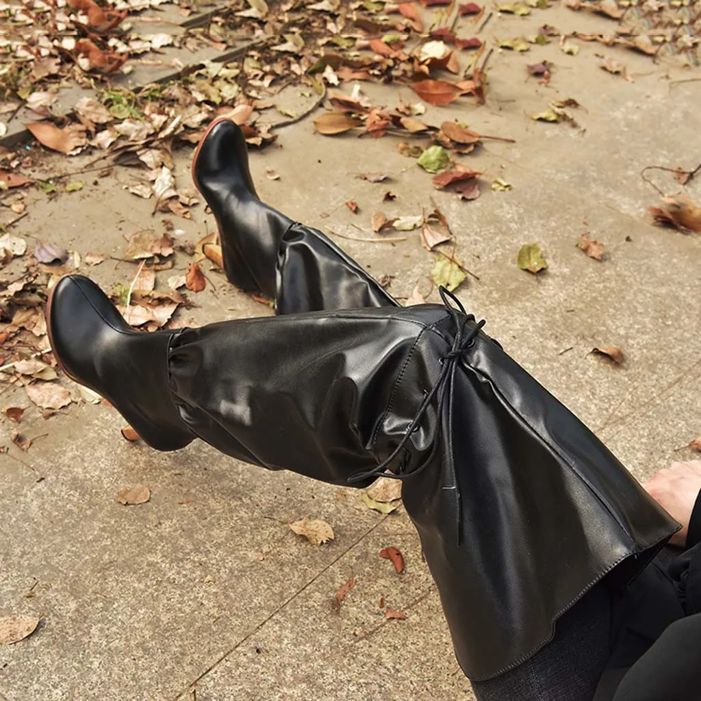 Зимние Для женщин теплые сапоги выше колена ботинки с ремешком на шпильке обувь