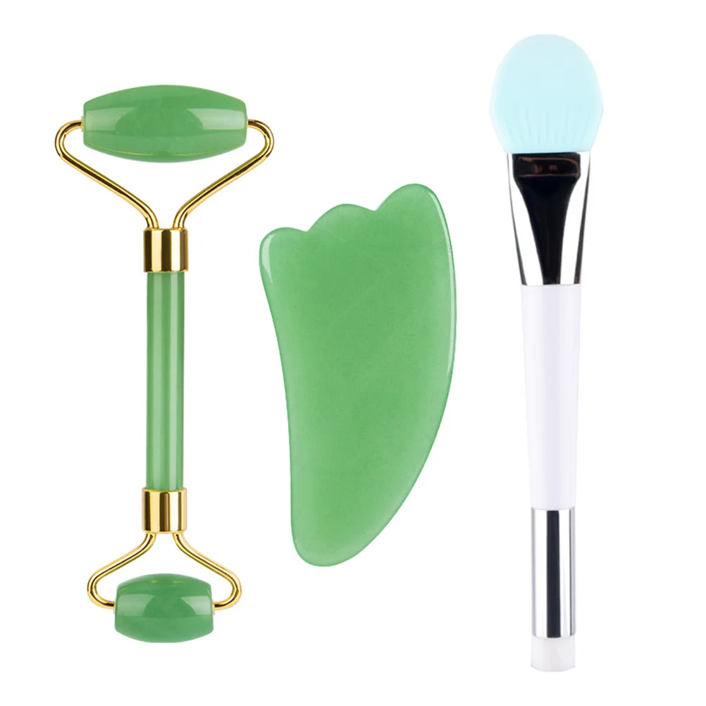

1 Set of Massaging Scraping Board Face Roller Facial Mask Brush (Green)