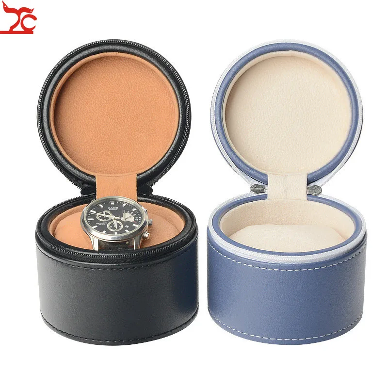 

Leather Watch Box Quality PU Portable Watch Case Watch Storage Case Travel Watch Bag Name Watch Packing Box 9.3x9cm