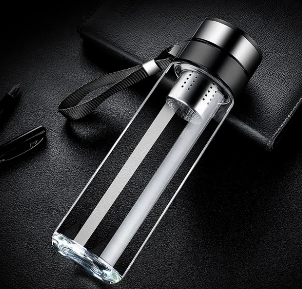 

High Capacity Glass Thickness Drinking Bottle Sport Outdoor Home Office Student Children Portable Water Bottle With RopeLF164