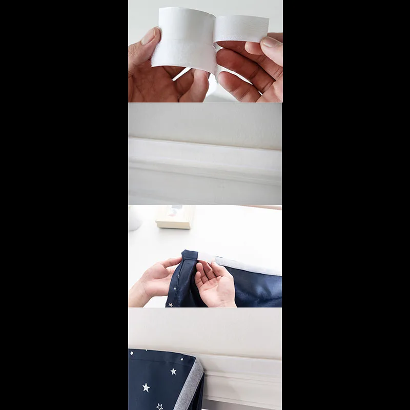 

Modern Window Velcro Curtains For Living Room Bedroom Hot Silver Stars Blackout Curtains Beige Blue Green Navy Pink Panel Drapes