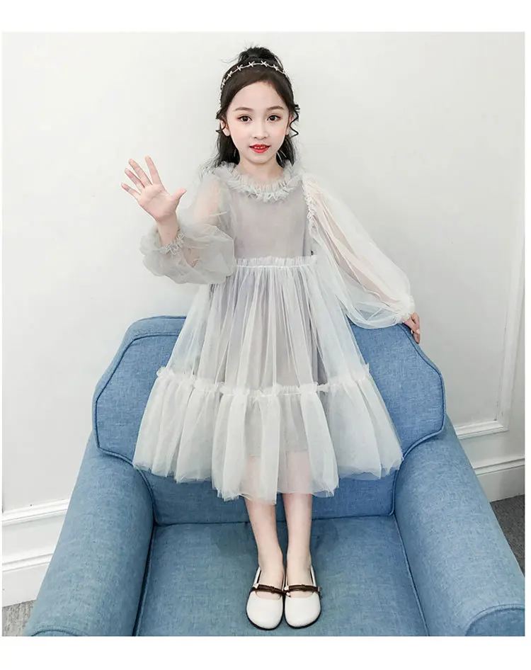 

Children's Mesh Dress Bubble Sleeve Princess Tuller Dresses for Sweet Fairy Girl Baby Lace Dress Kids Aline Frock Clothes 3-10 Y