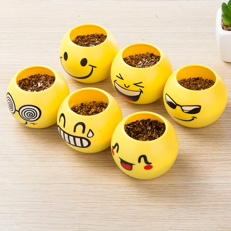

Modern Garden Plant Pot Cartoon Emoticons Pattern Flower Pot Cute Mini Succulent Planter Balcony Bonsai Pot For Home Decorativas